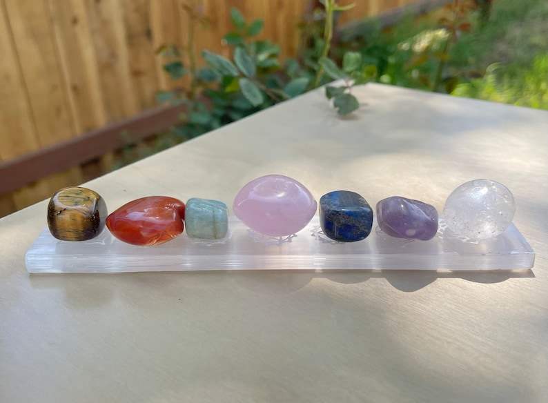 Selenite Charging Strip with Chakra Pattern