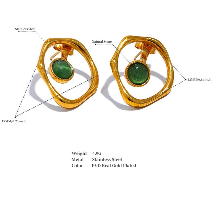 Green Cat's Eye Earring for Prosperity & Clarity