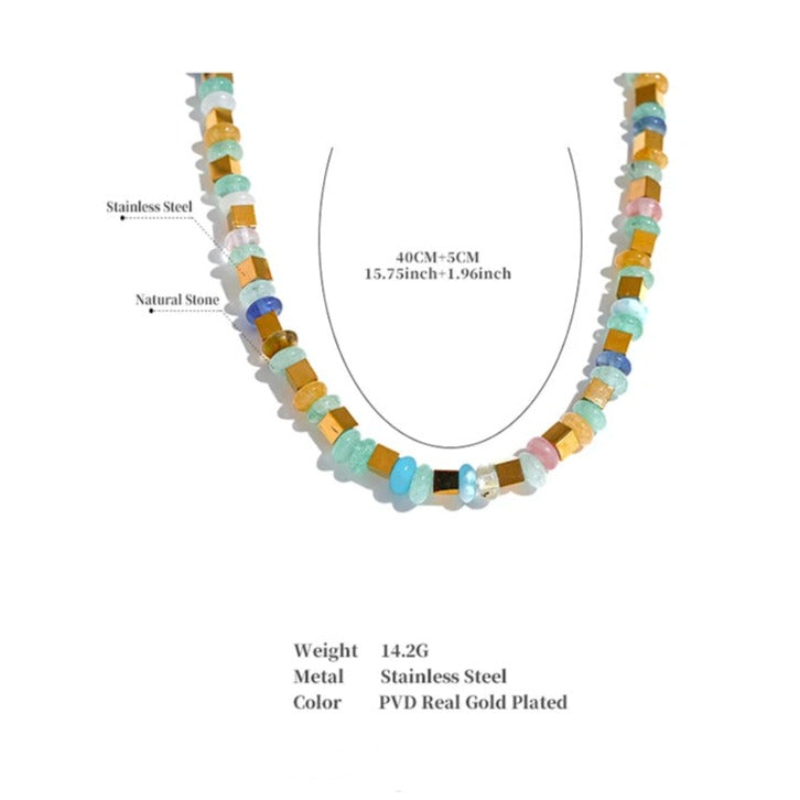 Aventurine, Citrine, Aquamarine Necklace for Abundance & Success