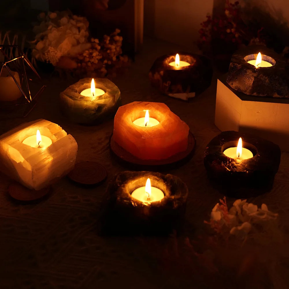 Rose Quartz Crystal Candle Holder for Love