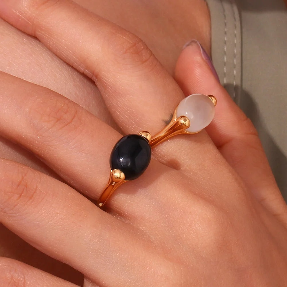 Rose White Agate S925 Ring for Prosperity