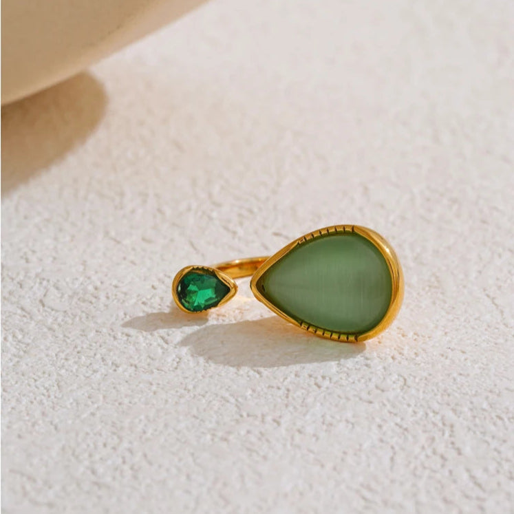 Cat's Eye & Zircon Ring for Abundance & Clarity