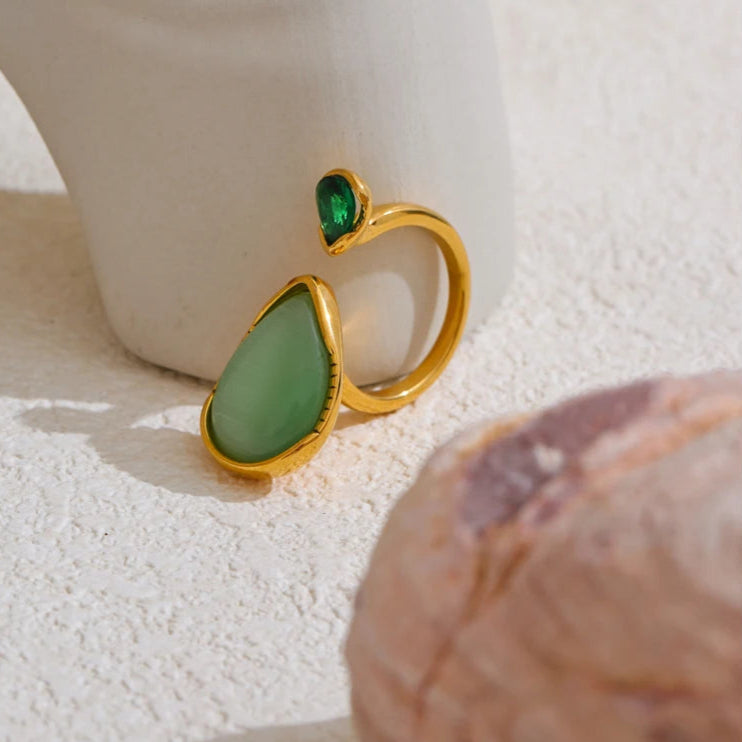 Cat's Eye & Zircon Ring for Abundance & Clarity