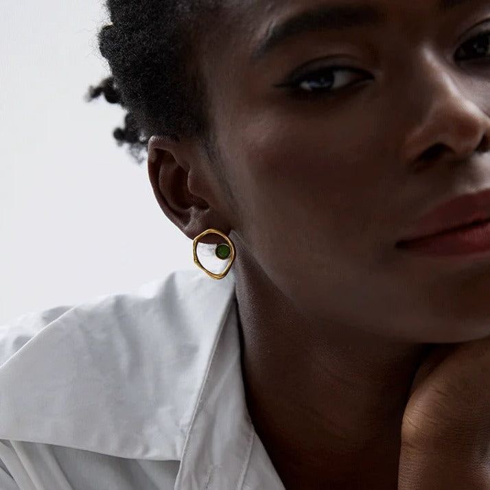 Green Cat's Eye Earring for Prosperity & Clarity
