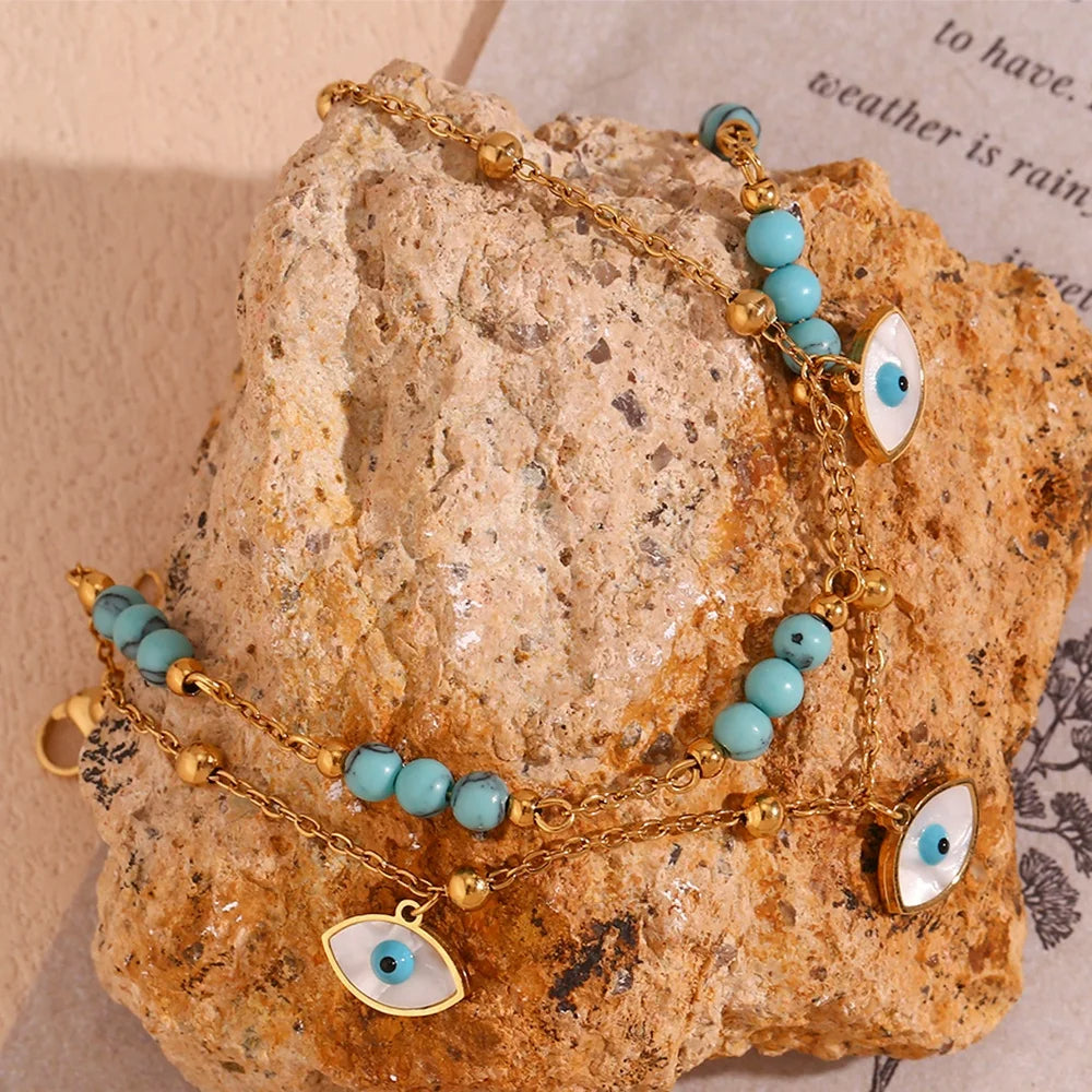 Turquoise Evil Eye Nazar Anklet for Protection