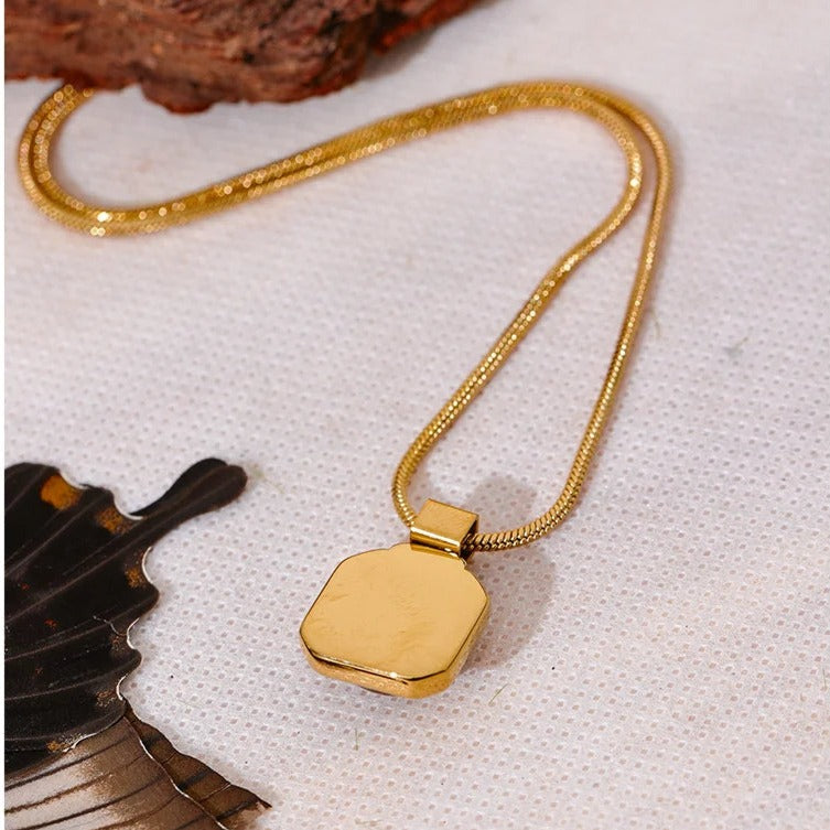 Tiger Eye Square Pendant Necklace for Courage