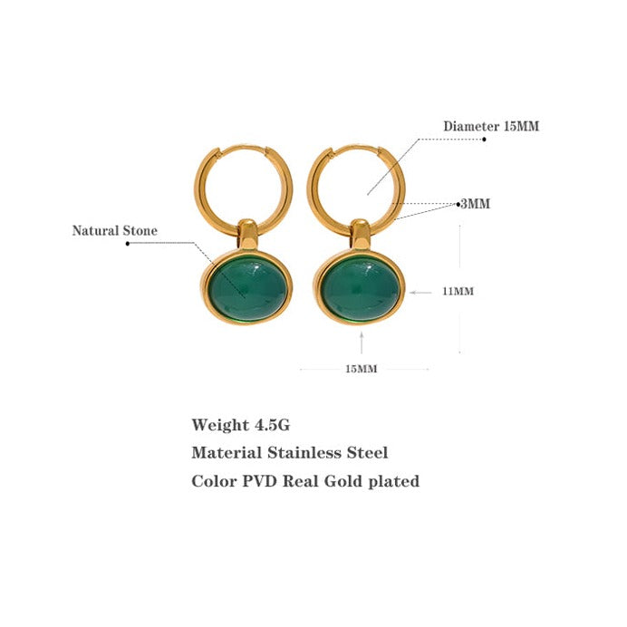 Green Agate (Aqeek) Earrings for Growth & Prosperity