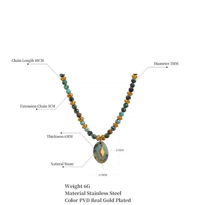 African Turquoise Stone Necklace for Healing & Spiritual Growth