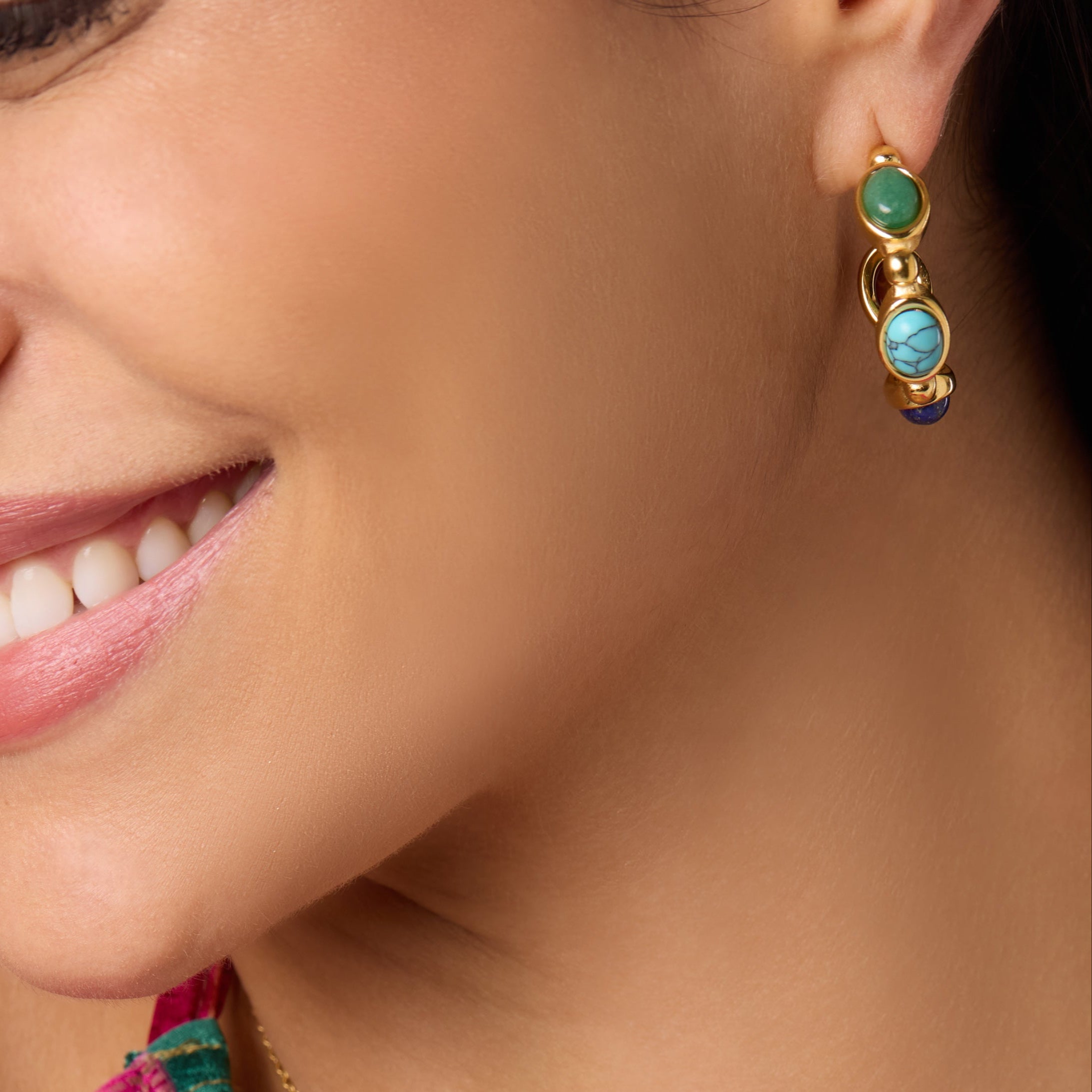 Turquoise, Jade, Agate & Lapis Lazuli Earrings