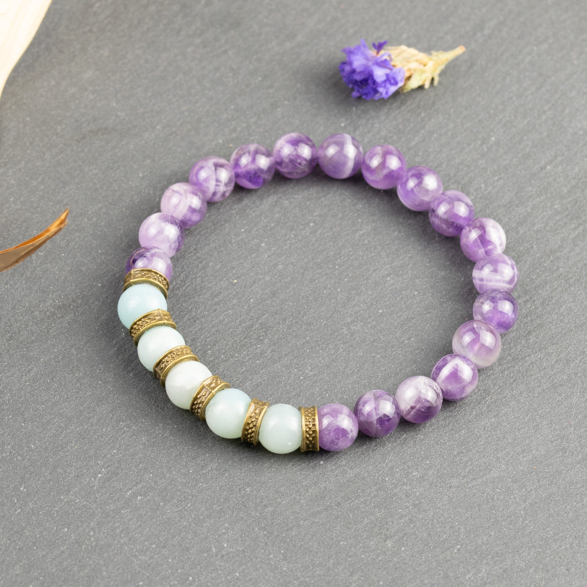 Amazonite & Amethyst for Healing, Growth, Communication : Taurus, Virgo, Scorpio, Libra, Gemini, Aries