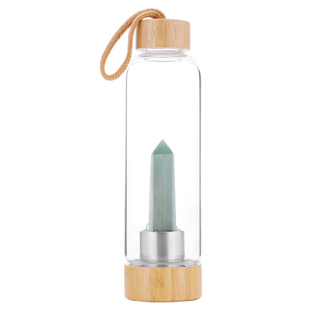 Aventurine Water Bottle for Abundance & Luck