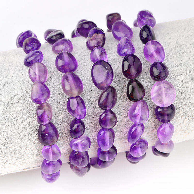 Amethyst Tumbled Oval Bead Bracelet for Healing & Spiritual Awareness