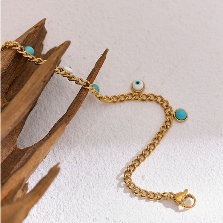 Turquoise with Evil Eye Nazar Bracelet for Protection & Spiritual Growth
