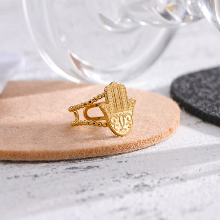 Hanza Hand Ring in Stainless Steel for Protection & Blessings