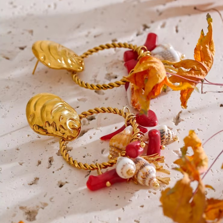 Agate & Shell Earrings for Prosperity