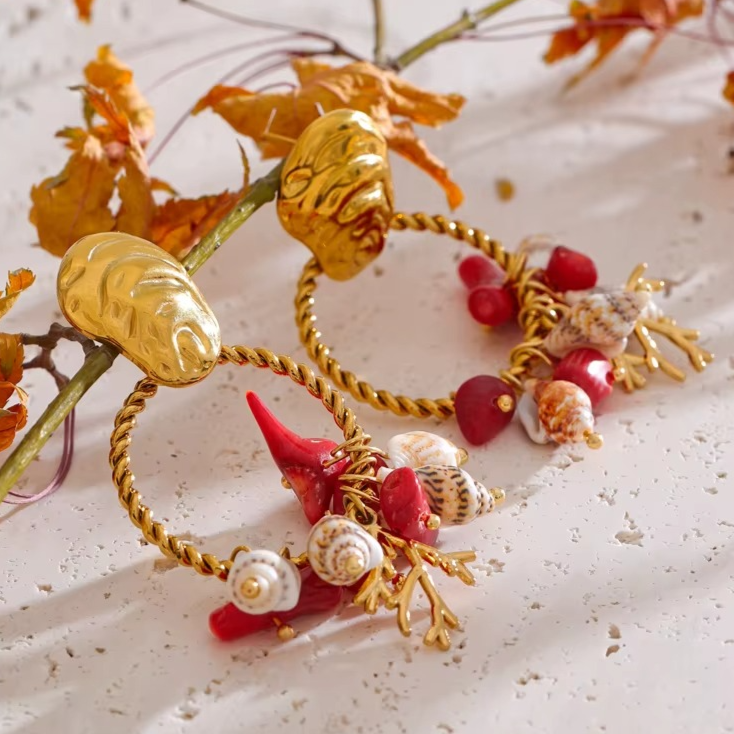 Agate & Shell Earrings for Prosperity