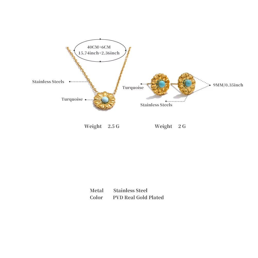 Turquoise  Earring & Necklace Set for Luck