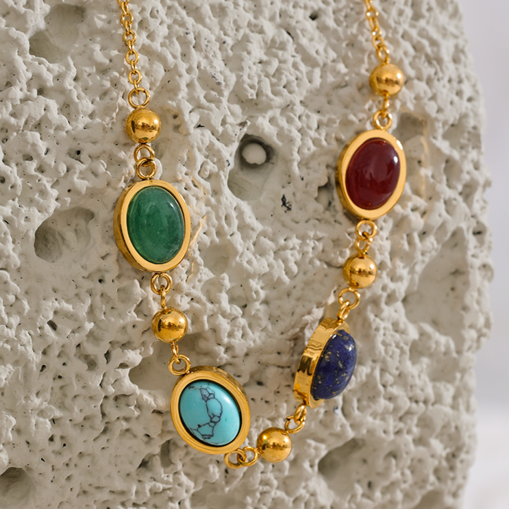 Turquoise, Jade, Agate & Lapis Lazuli Necklace