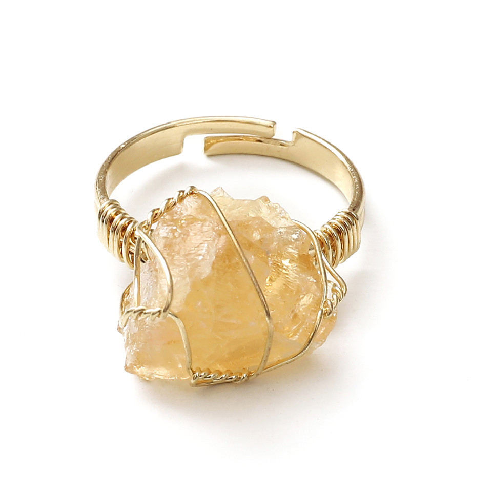 Citrine Ring Wire wrapped for Abundance & Cleansing