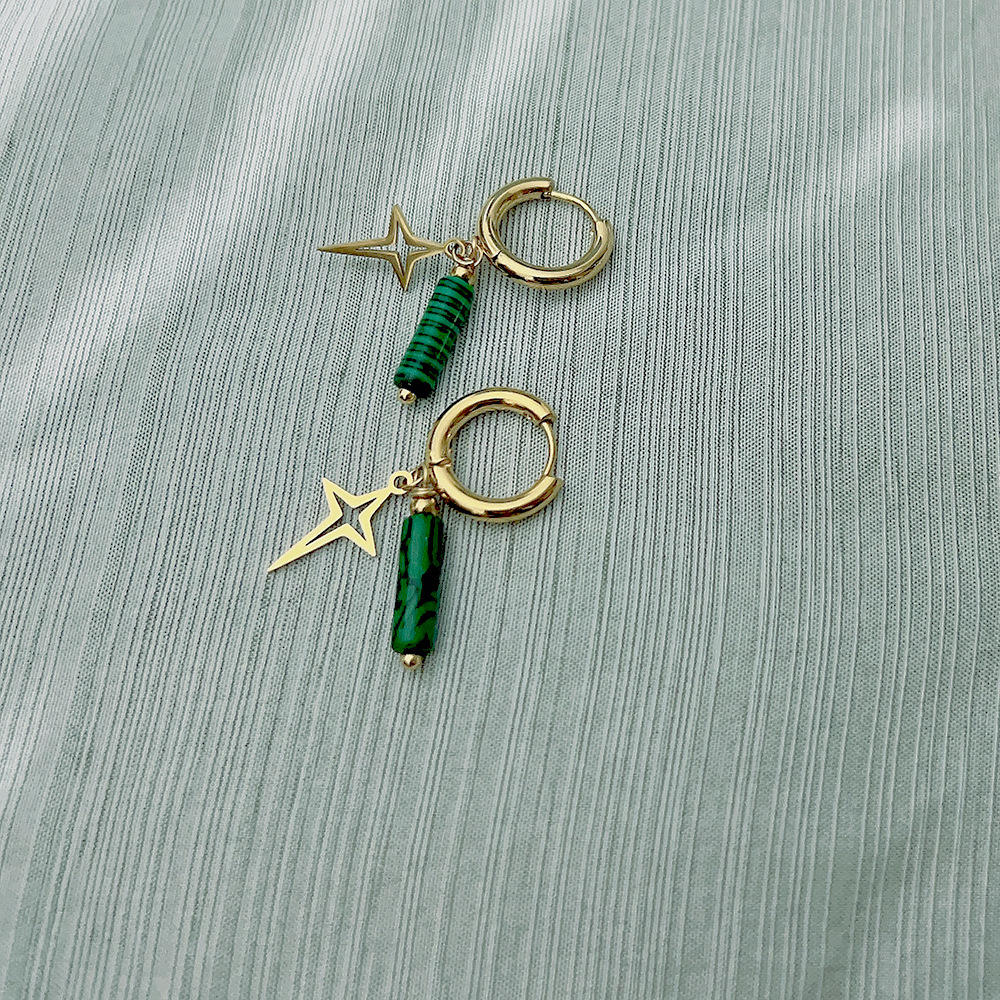 Malachite Earrings in 18K Stainless Steel  Change & Transformation