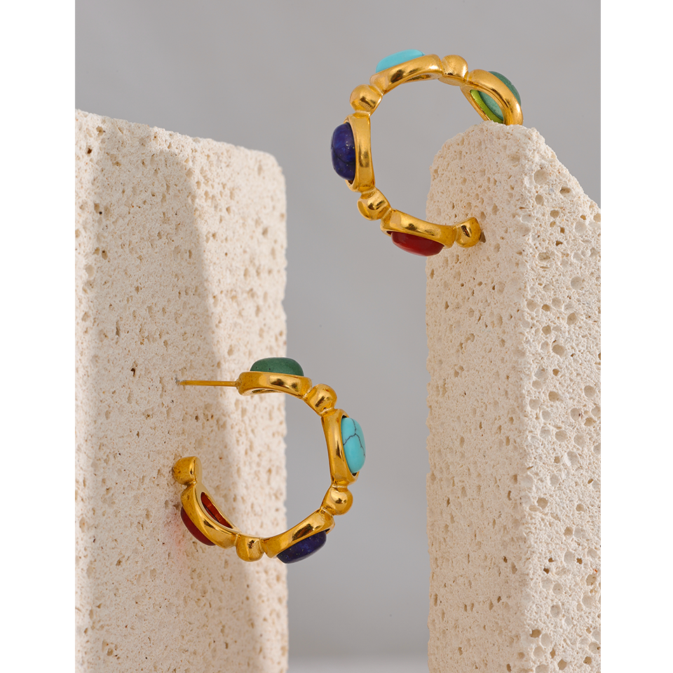 Turquoise, Jade, Agate & Lapis Lazuli Earrings