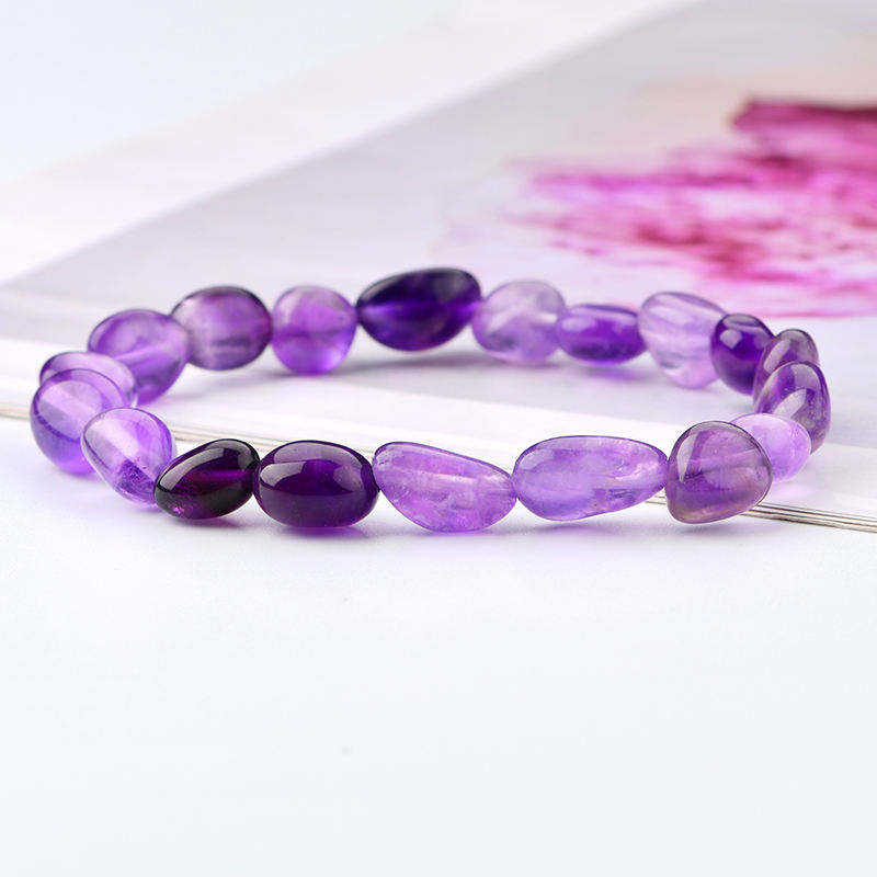 Amethyst Tumbled Oval Bead Bracelet for Healing & Spiritual Awareness