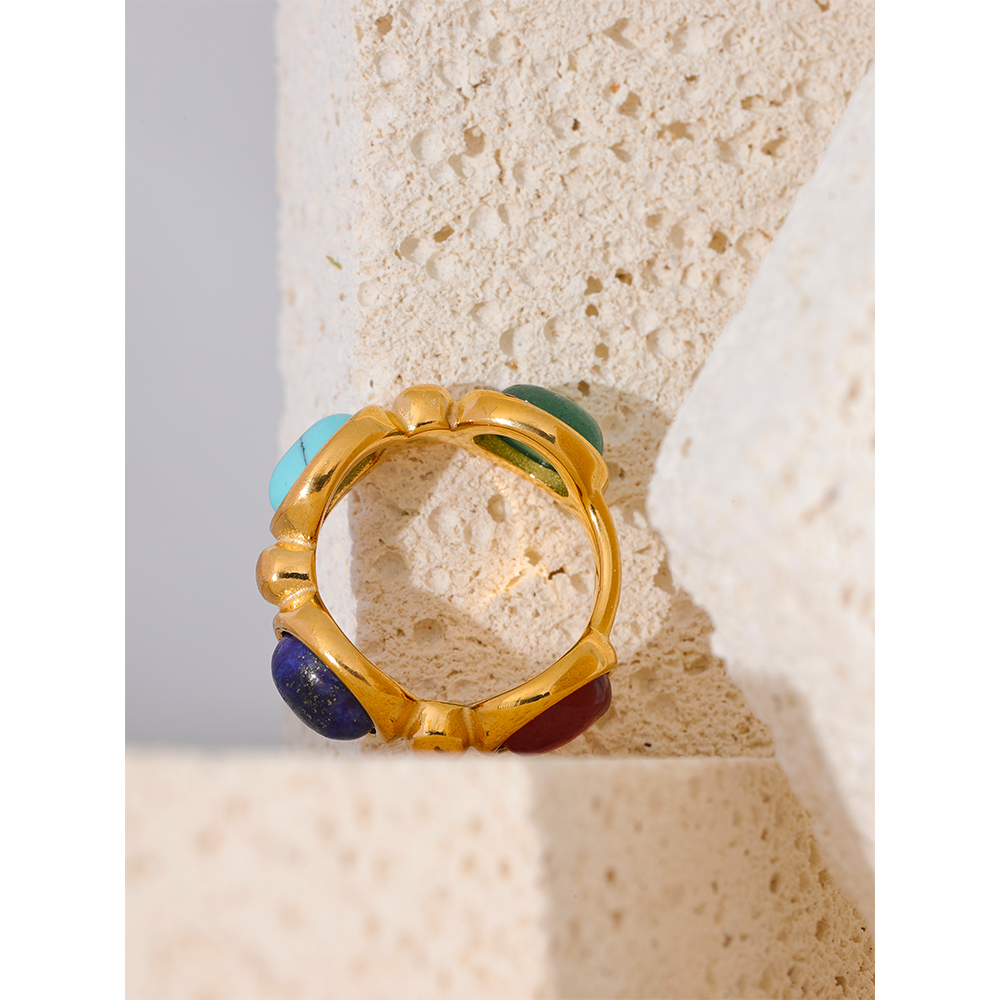 Turquoise, Jade, Agate & Lapis Lazuli Ring