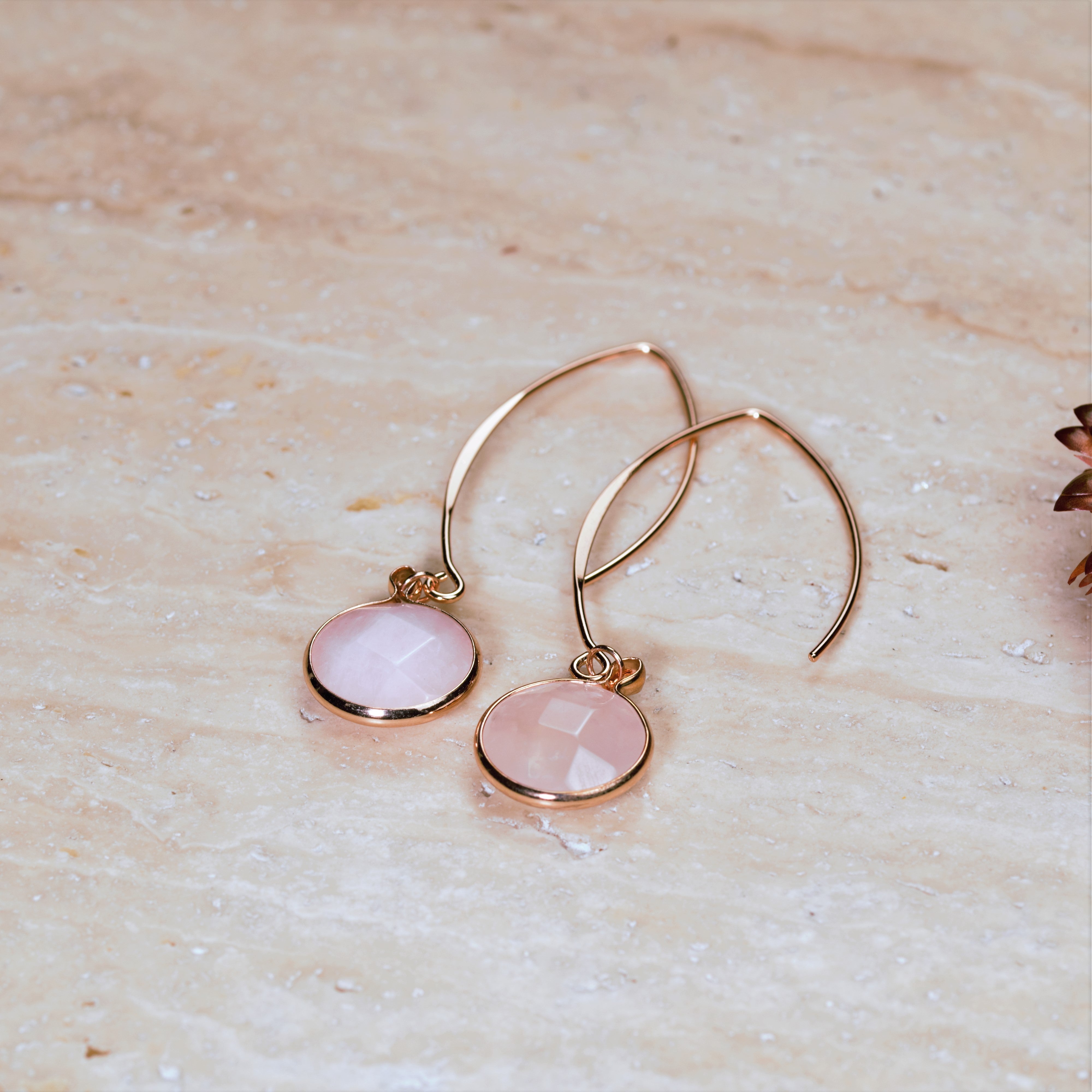 Rose Quartz Earrings in Stainless Steel for Love & Relationships