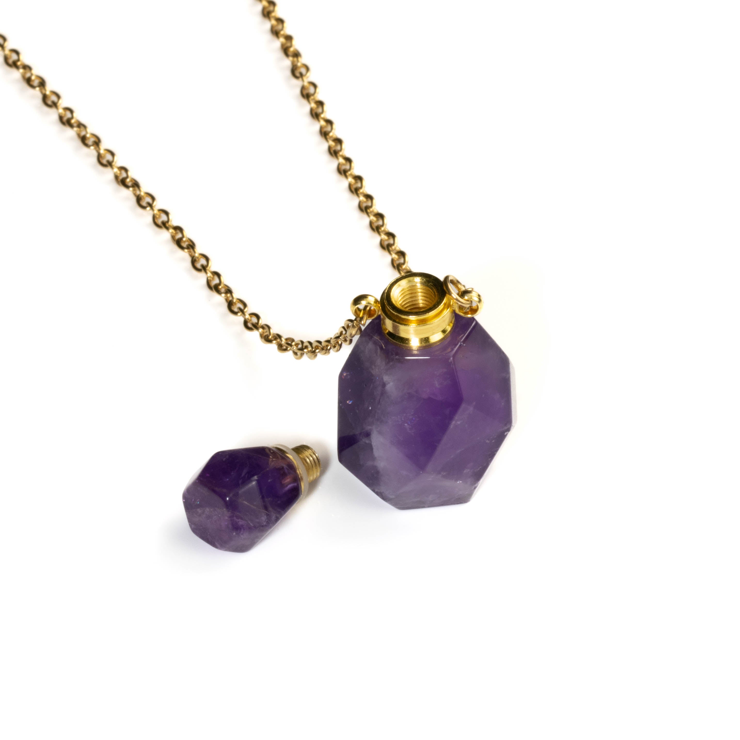 Amethyst Perfume Bottle Necklace
