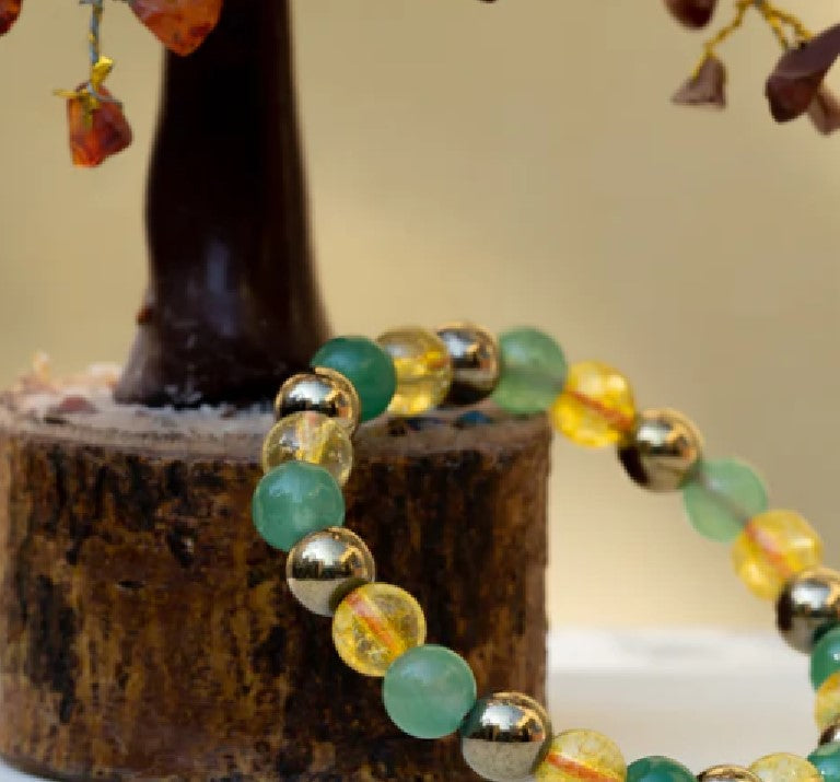 Aventurine, Pyrite & Citrine Bracelet for Abundance - Money Magnet