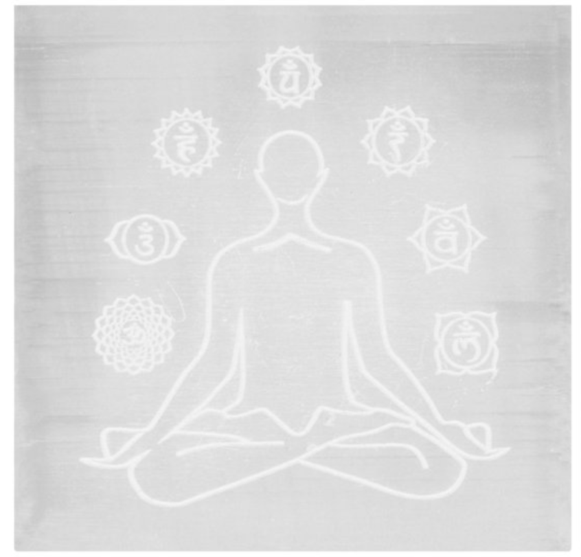 Selenite Charging Square Plate with Chakra Pattern