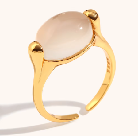 Rose White Agate S925 Ring for Prosperity