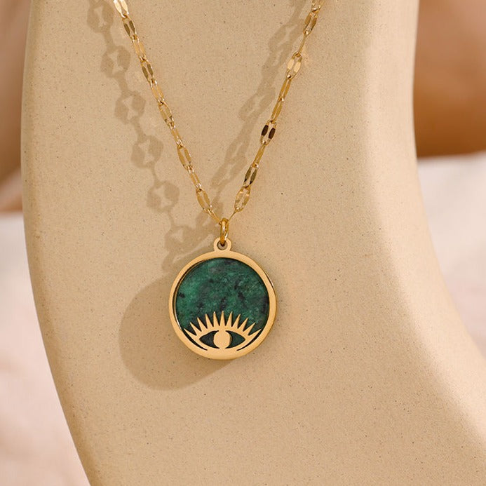 African Turquoise Evil Eye Nazar Necklace for Protection & Growth