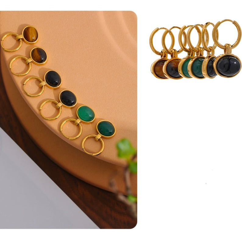 Green Agate (Aqeek) Earrings for Growth & Prosperity