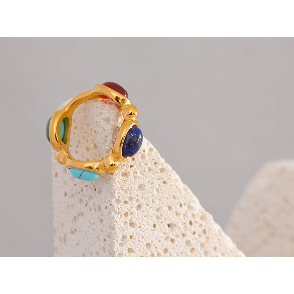 Turquoise, Jade, Agate & Lapis Lazuli Ring