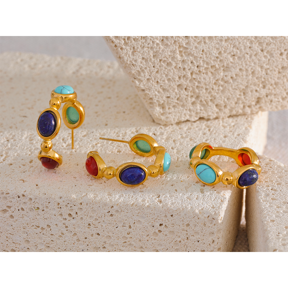 Turquoise, Jade, Agate & Lapis Lazuli Ring