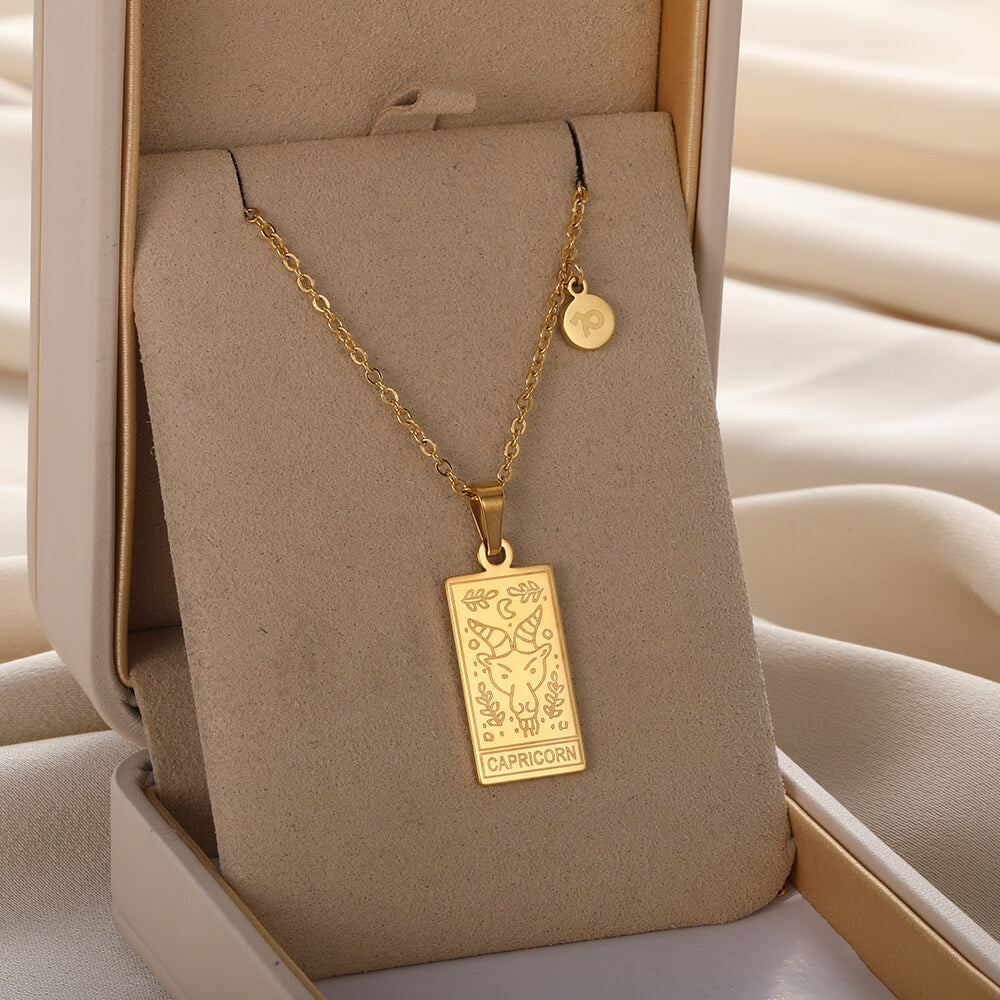 Zodiac Pendant in Stainless Steel 18K Gold Plated