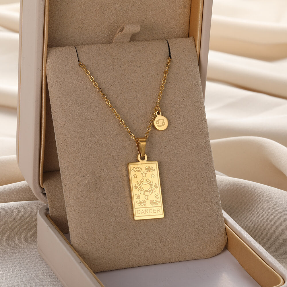 Zodiac Pendant in Stainless Steel 18K Gold Plated