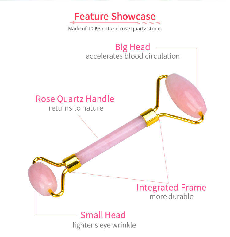 Rose Quartz Gua Sha Face Massager Roller