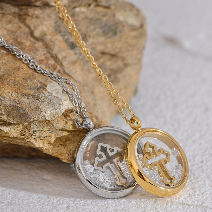 Cross Pendant with Zircon Necklace