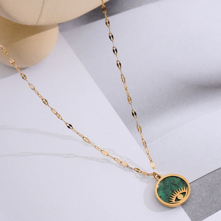 African Turquoise Evil Eye Nazar Necklace for Protection & Growth