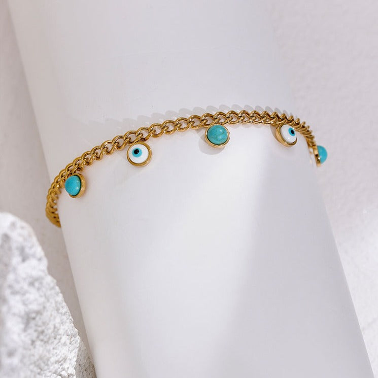 Turquoise with Evil Eye Nazar Bracelet for Protection & Spiritual Growth