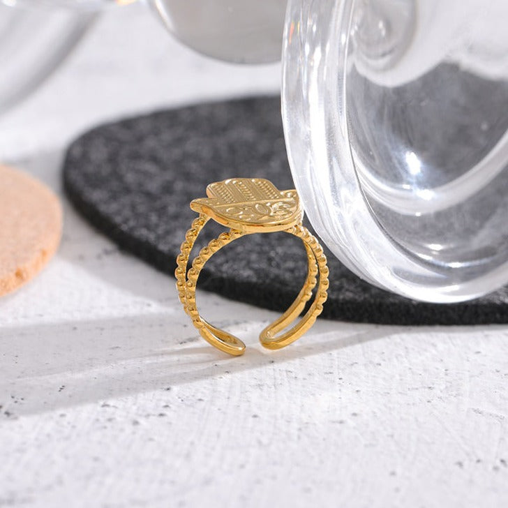 Hanza Hand Ring in Stainless Steel for Protection & Blessings