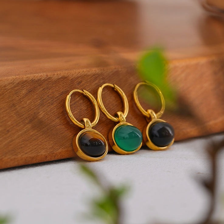 Green Agate (Aqeek) Earrings for Growth & Prosperity