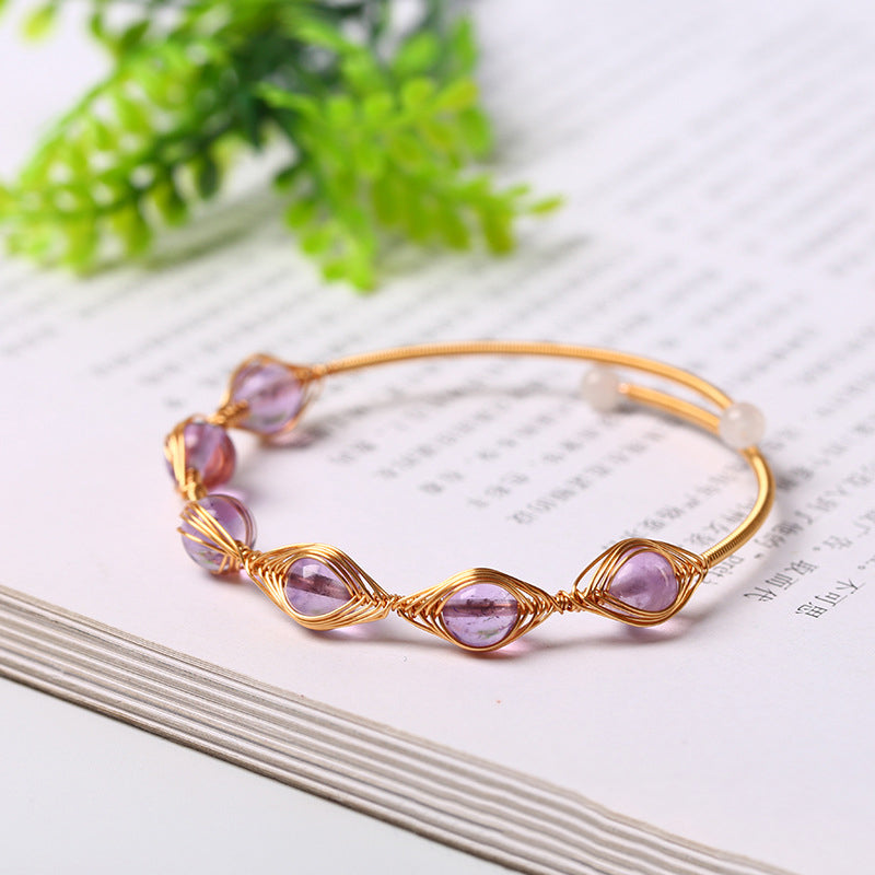 Amethyst Wire Bracelet for Healing & Spiritual Awareness