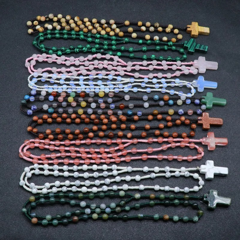 Black Obsidian Rosary Necklace for Self Growth & Protection