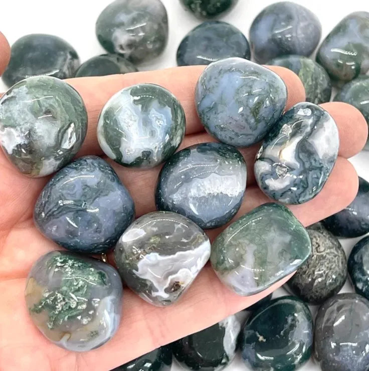 Moss Agate (Haqik) Tumbled Stones (Set of 4)
