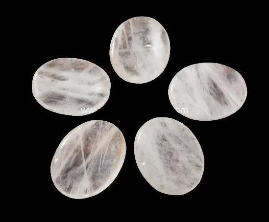 Clear Quartz (Sphatik) Worry Palm Stone - Manifestation & Clarity