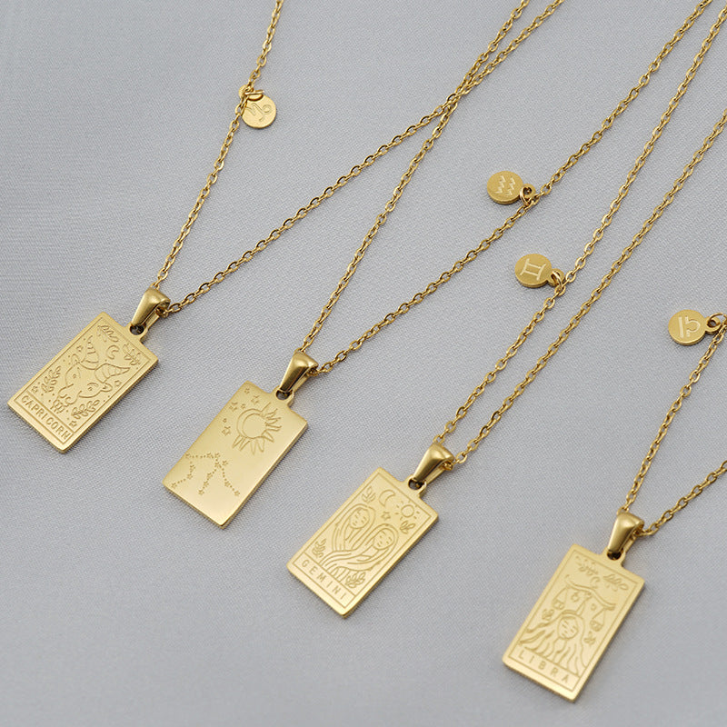 Zodiac Pendant in Stainless Steel 18K Gold Plated