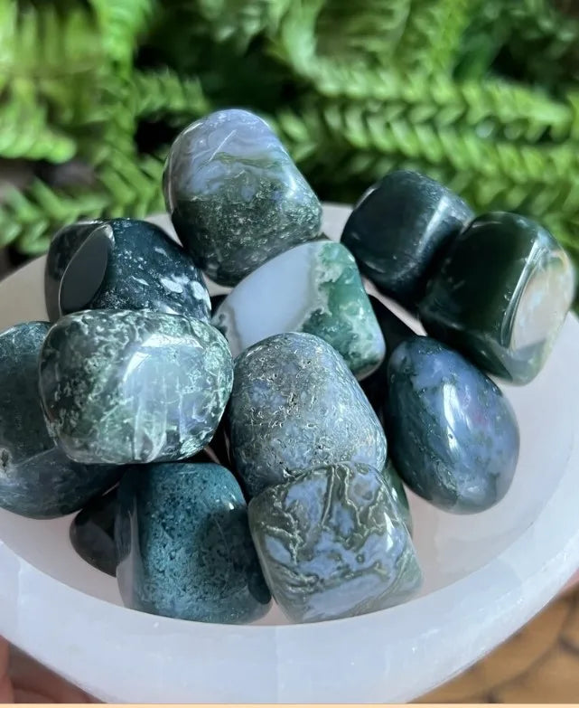Moss Agate (Haqik) Tumbled Stones (Set of 4)